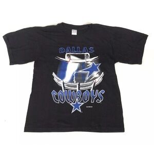 Vintage NWOT True Fan 1996 Sz L Dallas Cowboys Helmet Graphic T Shirt Black